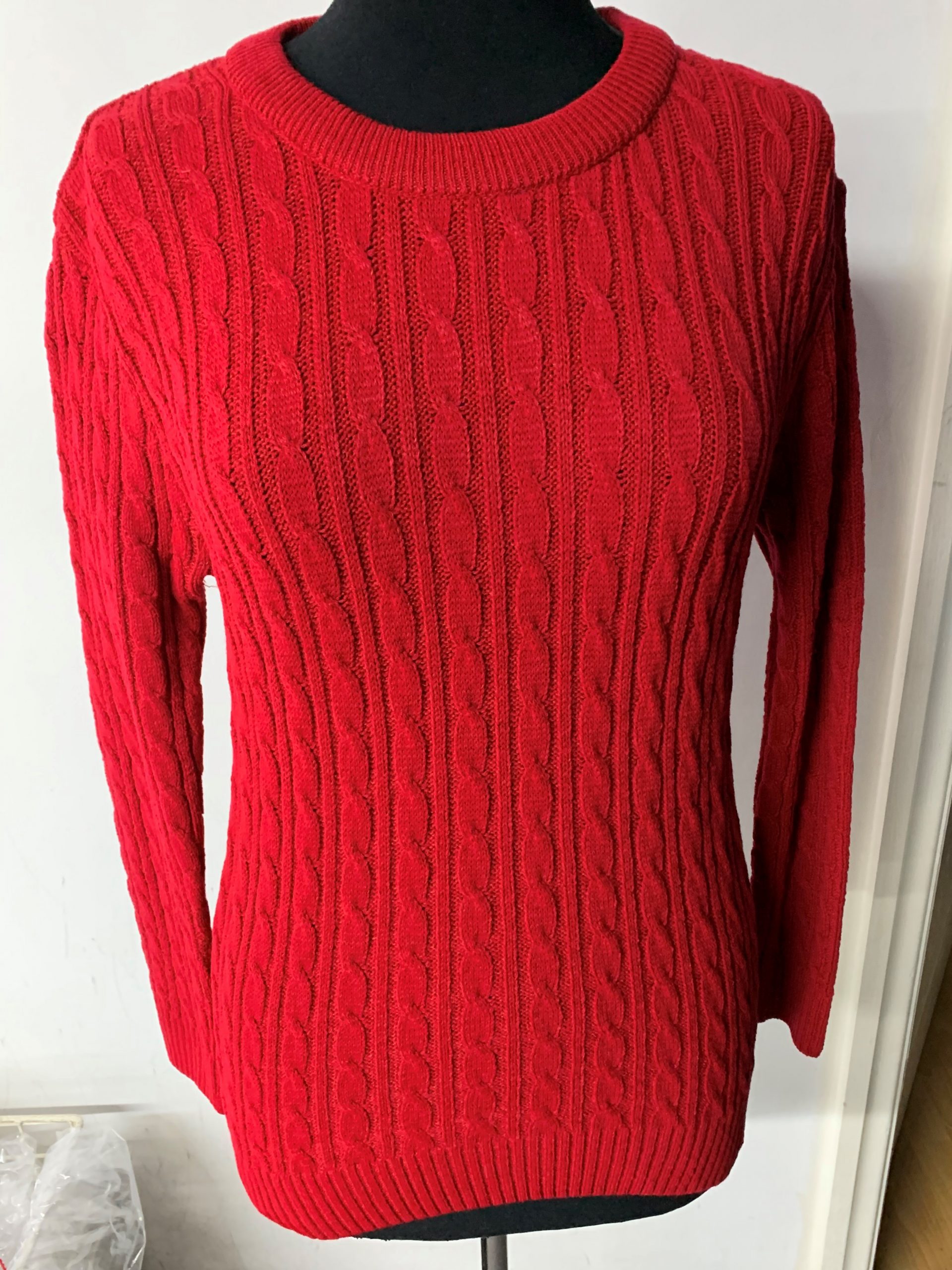 LADIES LONG SLEEVE KNITTED JUMPER WOMENS PLAIN CHUNKY CABLE KNIT ...